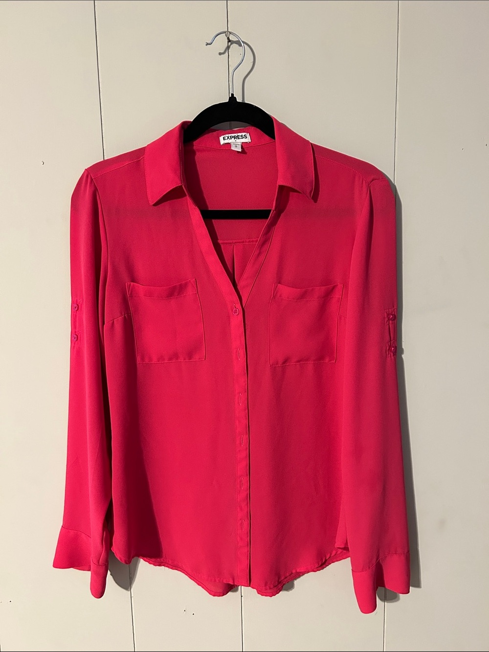Express Hot Pink Lightweight Button-Down Shirt